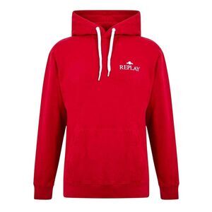 Replay Mens Logo Cotton Hoodie / Red